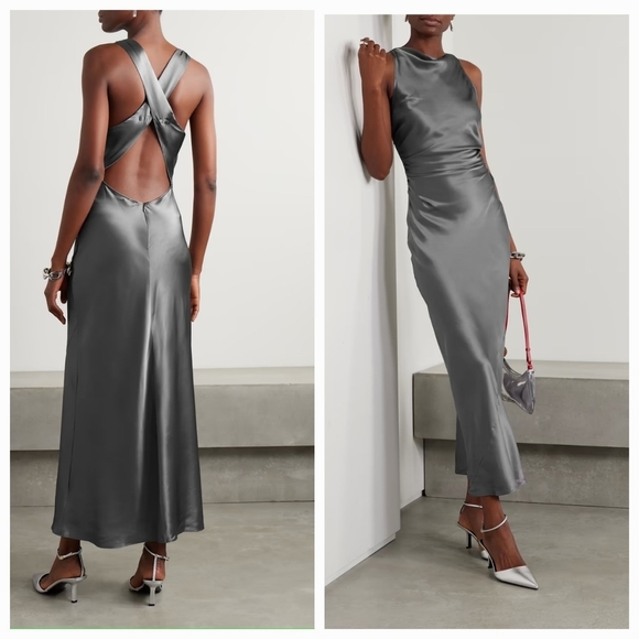 Reformation Casette Silk Dress in Shale size 6 NWT